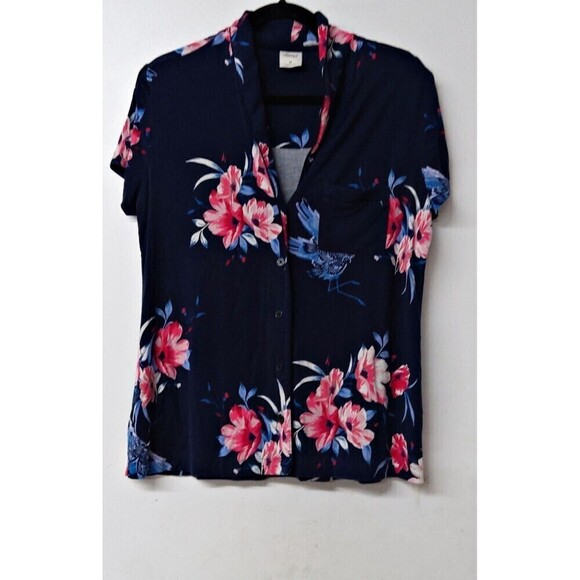 SOMA Floral Ultra Soft Front Pocket Button Down Shirt (M) - Picture 1 of 3